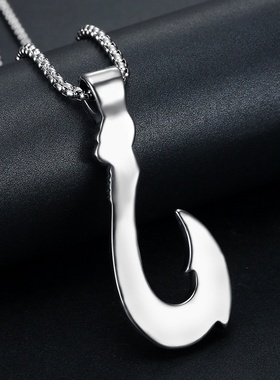 极速2023New Retro Fishhoouk Shape Pendant Necklace Mens Nec