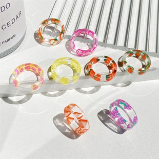 Fashion Resin Fruit 极速2021c Set Colorful Ring Metal Korea