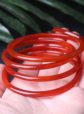 极速玉御缘玉髓细条手镯红色窄条玉镯手环L圆条玉镯玛瑙时尚手镯