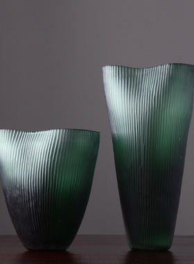 极速美式绿色玻璃大花瓶摆件创意客厅落地干花插花餐Y桌家居装饰