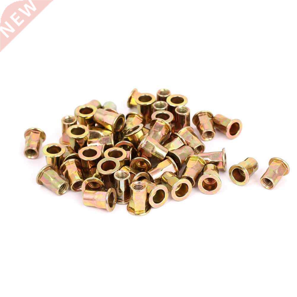 新品50pcs M6x14.5mm Carbon Flat HDead Half Hex Body Rivet Nu