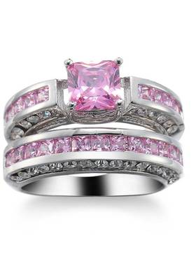 极速Pinke Zircon Set Ring  Diamond Ring