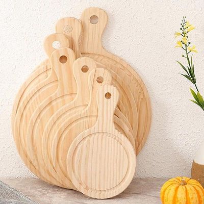 极速Durablee Round Wooden Pizza Paddle Serving Board Making