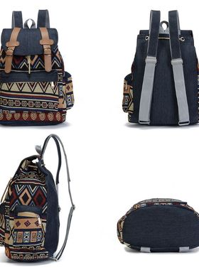 极速High Quality Womenr  Vintage Backpack Ethnic Backpacks B