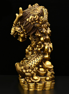 极速铜龙摆件聚宝盆龙青龙汉龙生肖龙客厅办公Q室五爪金龙金钱龙