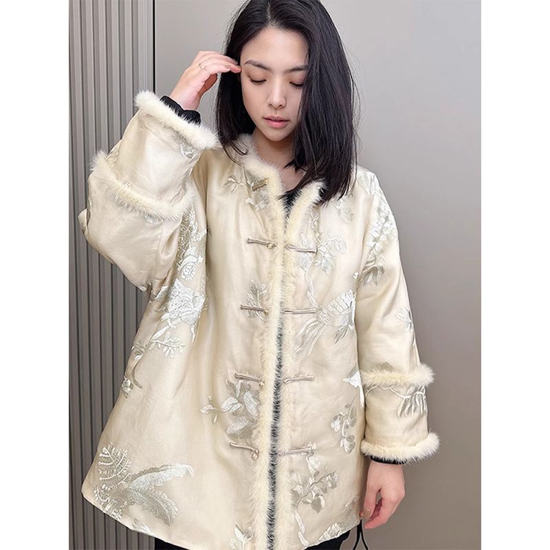 新中式女装盘扣棉服外套
