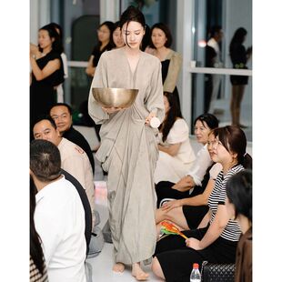 新中式女装连衣裙2024早秋新款长袖设计师款小众高级感禅意长裙女