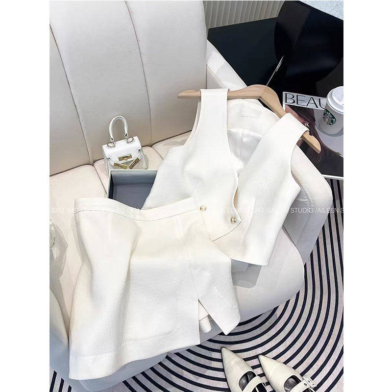 女装时髦洋气套装女2025夏季新款西装马夹上衣半裙气质名媛两件套