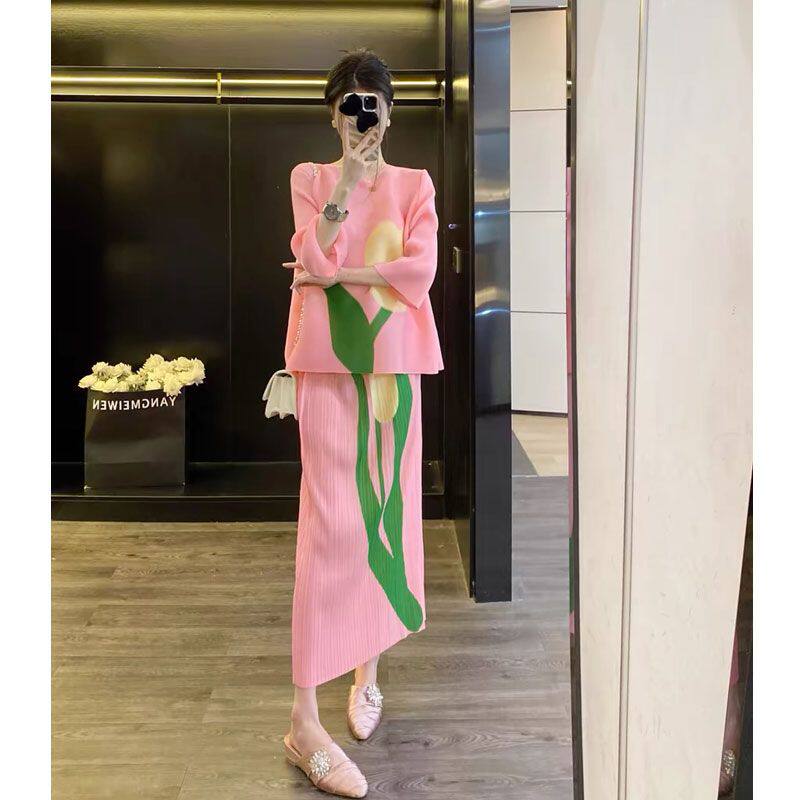 Leathercat今年流行漂亮套装2025小香风气质半身裙夏装搭配一整套