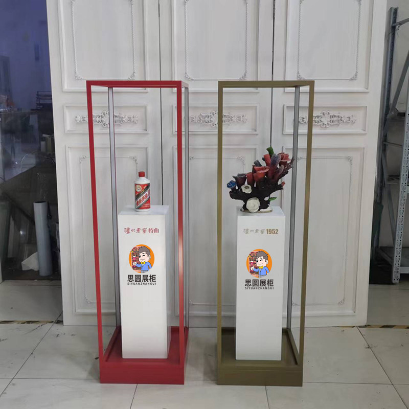 高档不锈钢电镀白酒展示柜矛台专卖店玻璃橱窗柜酒柜