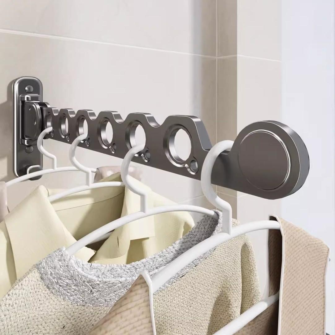 免打孔折叠晾衣架卫生间阳台壁挂式室内晾晒窗户隐形伸缩晾衣杆子