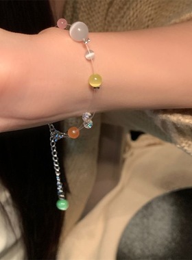 ins森系猫眼石彩色串珠手链
