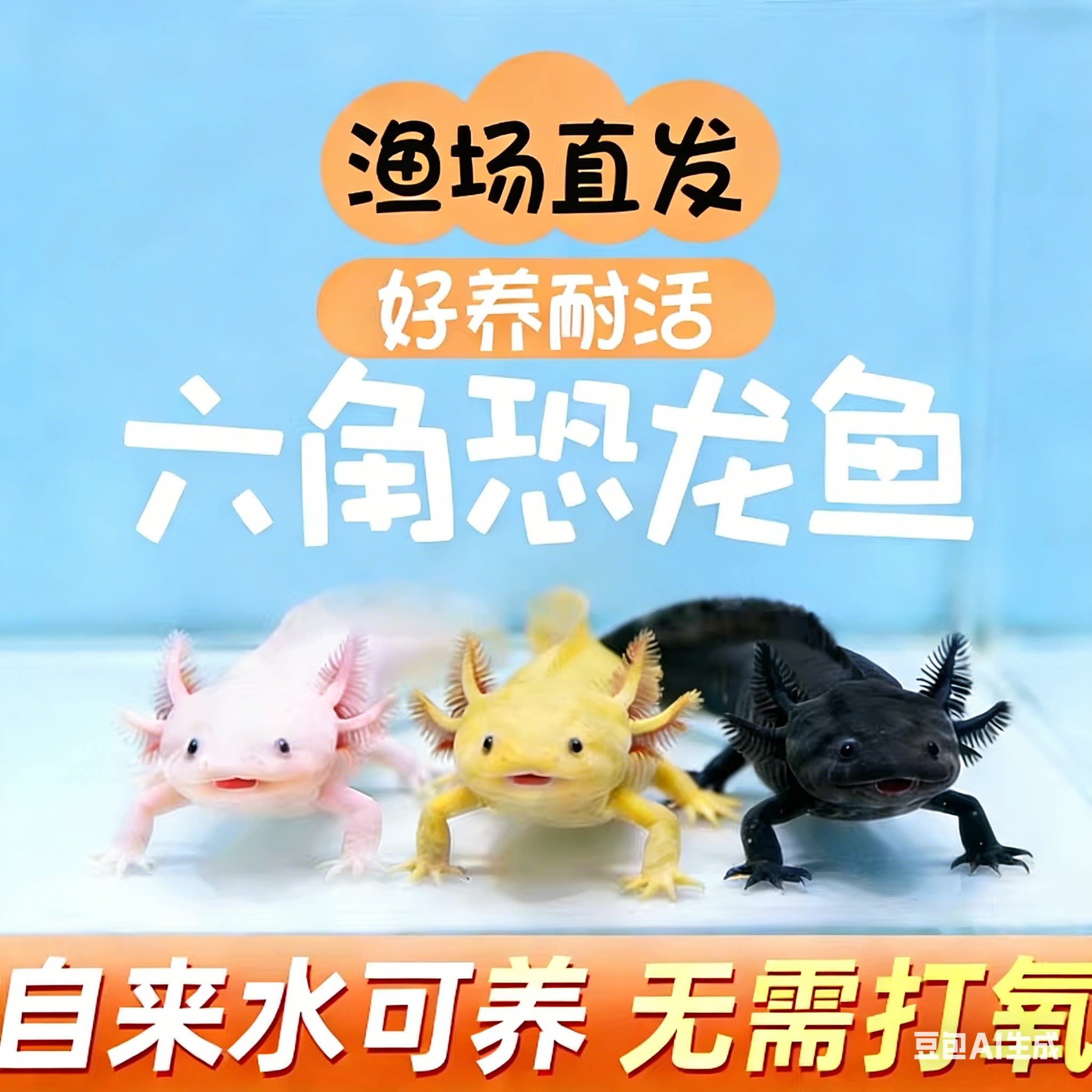 六角恐龙鱼冷水鱼蝾螈水族宠物活体六角龙淡水好养易活观赏网红鱼