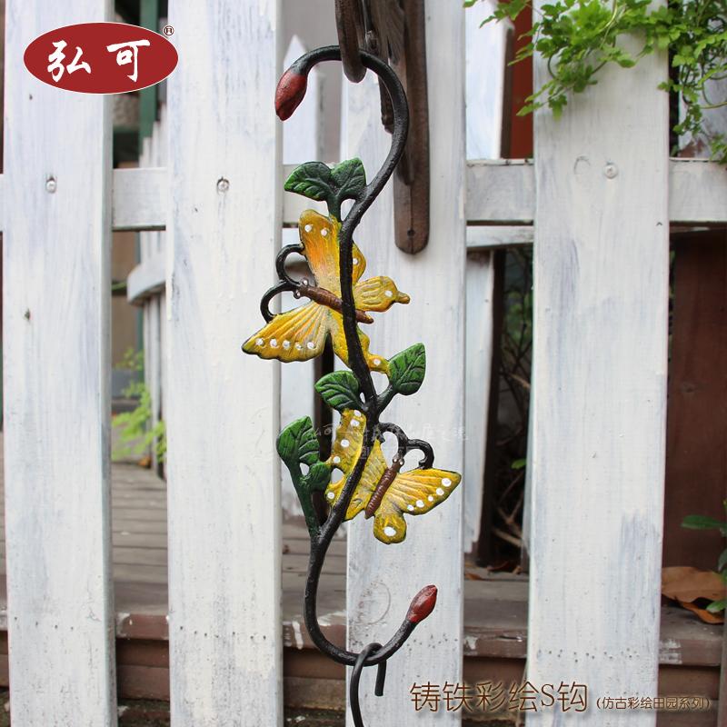 极速中式庭院田园门口免打孔装饰挂钩墙上壁挂创意W衣架吊兰钉子