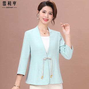 小西服女40歲5R0歲短款 上衣母親 外套休閑氣質修身 小個子媽媽夏裝