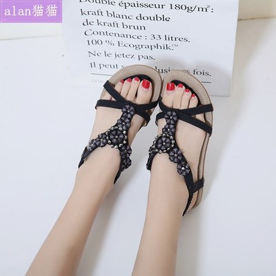 极速Ladies Flat Sandals Summer Woman HShoes Big Plus Size43