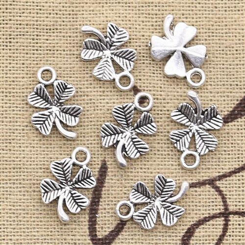 新品50pcs Charms Lucky Irish FoAur Leaf Clover 15x10mm Antiq