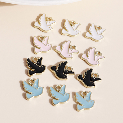 极速10pcs 13*11mm Enamel PeaceA Pigeon Dove Charms DIY for N