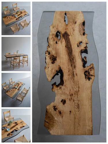 新品环氧树脂胶河流桌子创意实木原木茶桌L台茶几餐桌桌面木板大