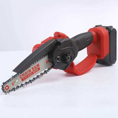 新品手持旋钮调节6寸迷你电链锯充电式伐木砍树电动X锯家用锂电电