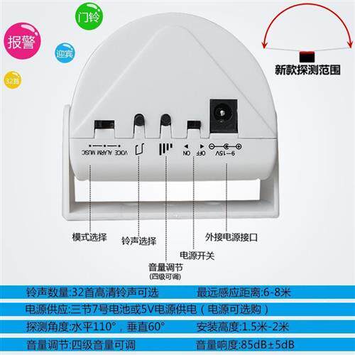 新品语音提示门铃欢o迎光临感应器进门超市来人提醒门口自动店铺
