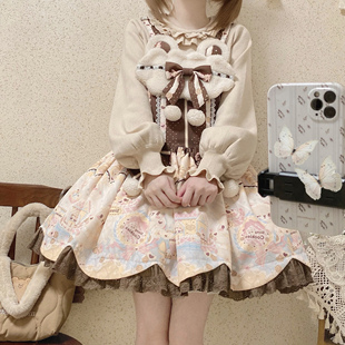 再贩 原创Lolita甜呲秋冬狗短小个子背带 你算哪块小熊饼干