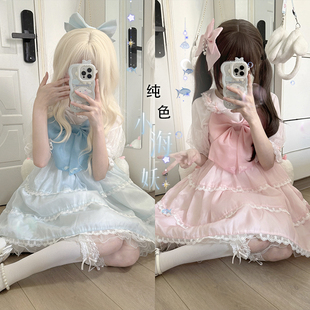 现货-原创-纯色小海妖-轻Lolita-海边珍珠吊带三段式jsk日常款