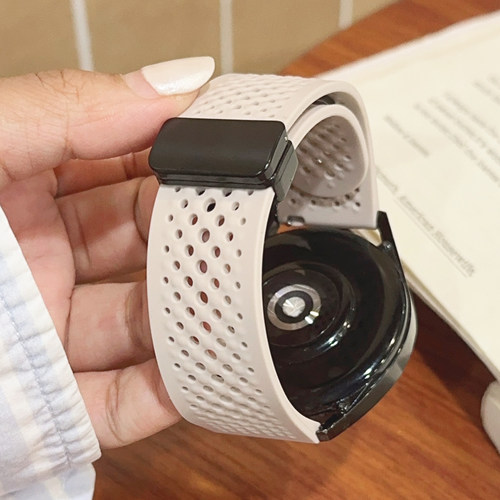 适用iwatch表带透气硅胶磁吸扣