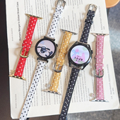 壳里斯iwatch表带S11韩系波点皮革细款 小蛮腰吊坠适用S10苹果华为GT6手表FIT4红米5小米9pro小众设计高级感SE