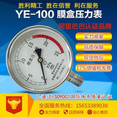 胜利精工 厂家直销YE100膜盒式压力表气压表微压表千帕表规格齐全