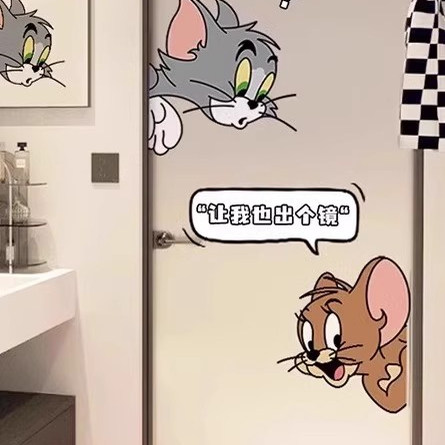 卡通可爱浴室门贴纸装饰