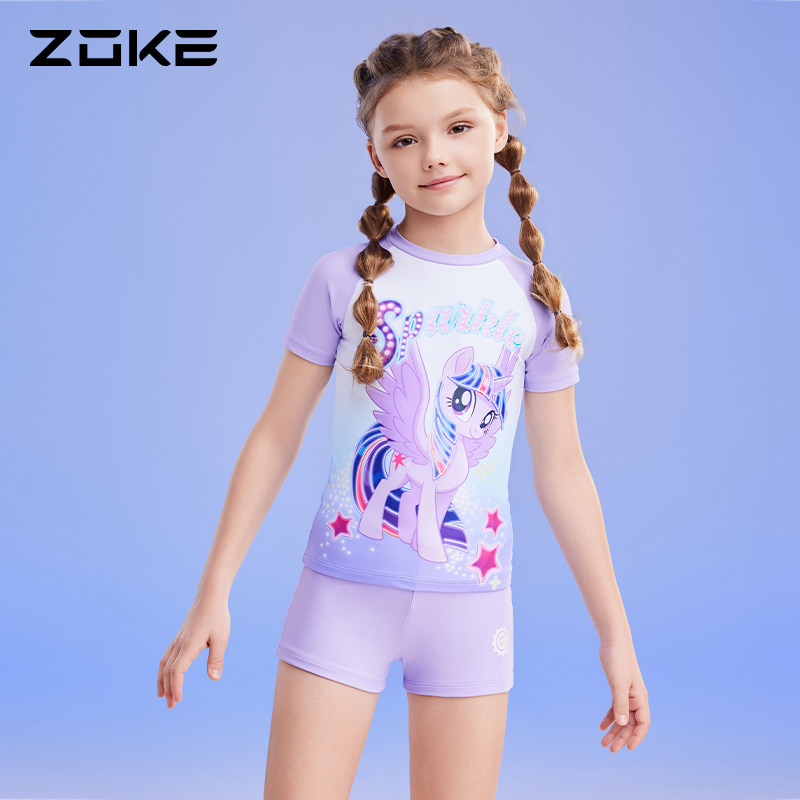 zoke洲克儿童泳衣女孩童分体小马宝力泳衣温泉专业竞速干比赛泳装图片