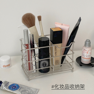 ins风简约不锈钢牙刷架浴室卫生间置物架化妆品收纳架电动牙刷架