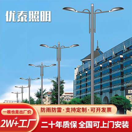 厂家直供LED灯等高臂双挑市电路灯杆6~15米热镀锌路灯市政工程款