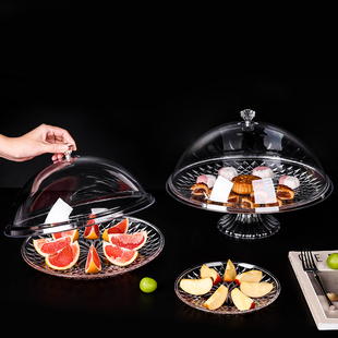 水果试吃盘带盖透明水果盘自助餐展示盘蛋糕罩托盘盖子试吃品尝盘