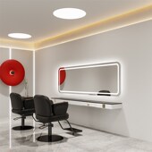 横挂理发店镜子带灯网红美发店镜台发廊专用壁挂墙烫染剪发大通镜