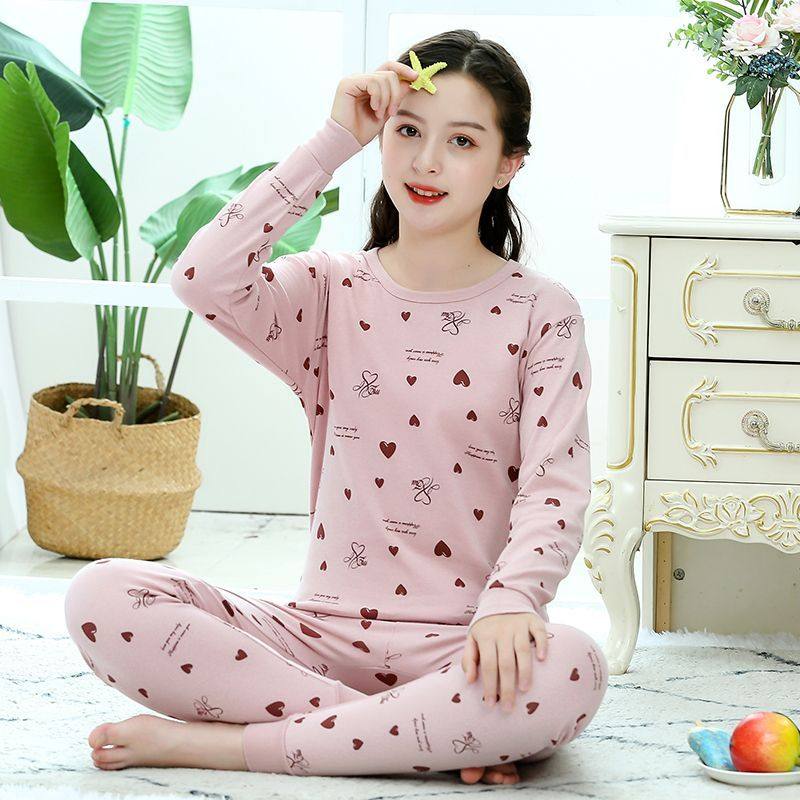 女童纯棉中领内衣套装女宝宝秋衣卫生裤女大童睡衣【新疆西藏专链