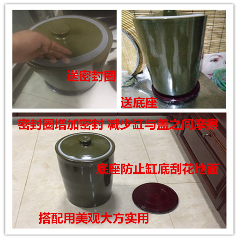 景德镇陶瓷带盖米缸米桶茶叶末油缸水缸20/30/50斤100斤防虫防潮