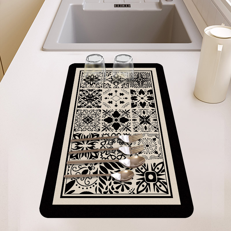 美式厨房沥水垫吧台硅藻泥吸水垫台面厨具隔热垫碗盘杯子免洗垫子