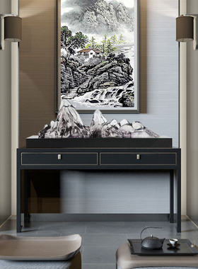 轻奢极简新中式水墨冰山软装饰品摆件装置艺术品客厅玄关背景摆设