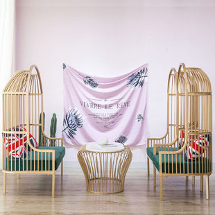 铁艺软垫沙发椅鸟笼半圆形沙发椅懒人沙发高背会客洽谈椅休闲卡座