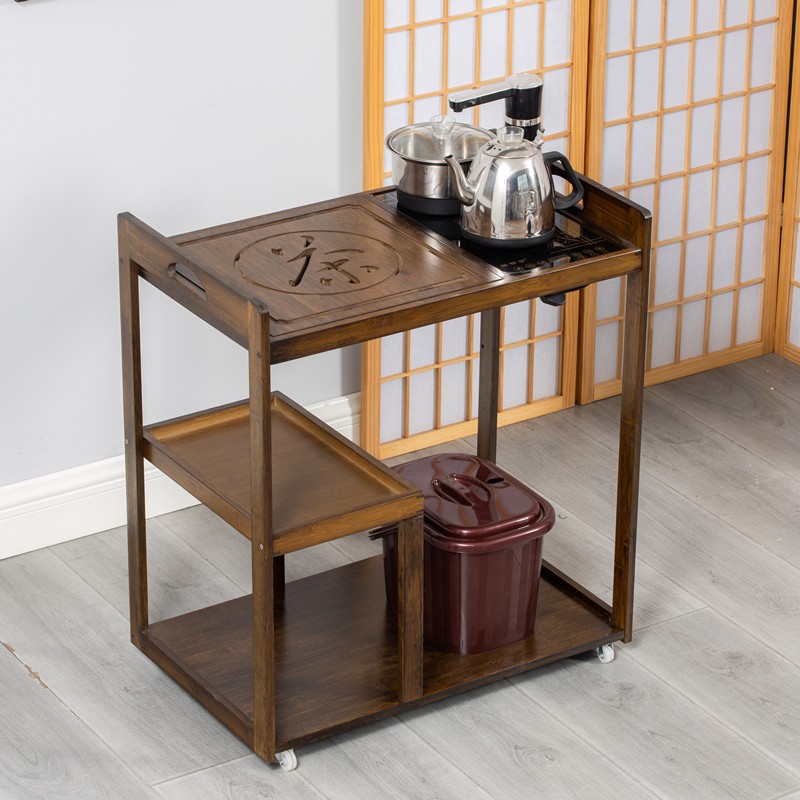 家用移动沙发边几简约小型茶台阳台功夫茶桌茶具套装一体茶水柜竹