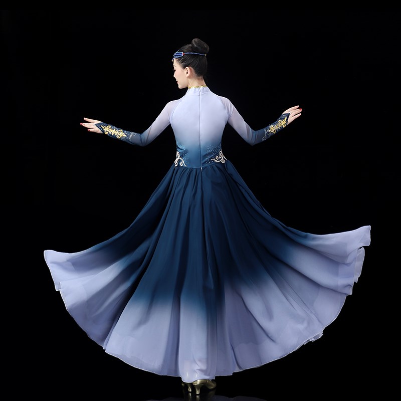 蒙古舞蹈演出服2023新款成人艺考大摆裙练习裙蒙古袍蒙族舞蹈服女