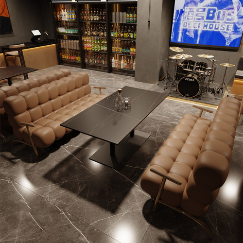 奶茶店桌椅组合服装店美容院洽谈沙发咖啡厅甜品店西餐厅卡座沙发