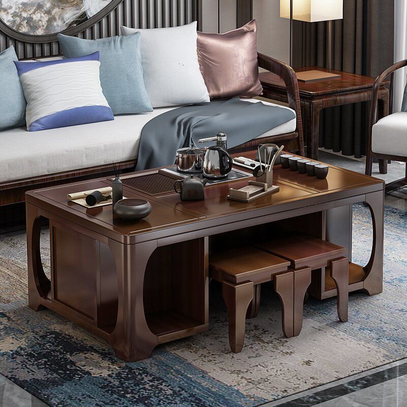 升降茶几实木功夫茶桌茶具套装一体小茶台办公室多功能家用泡茶桌