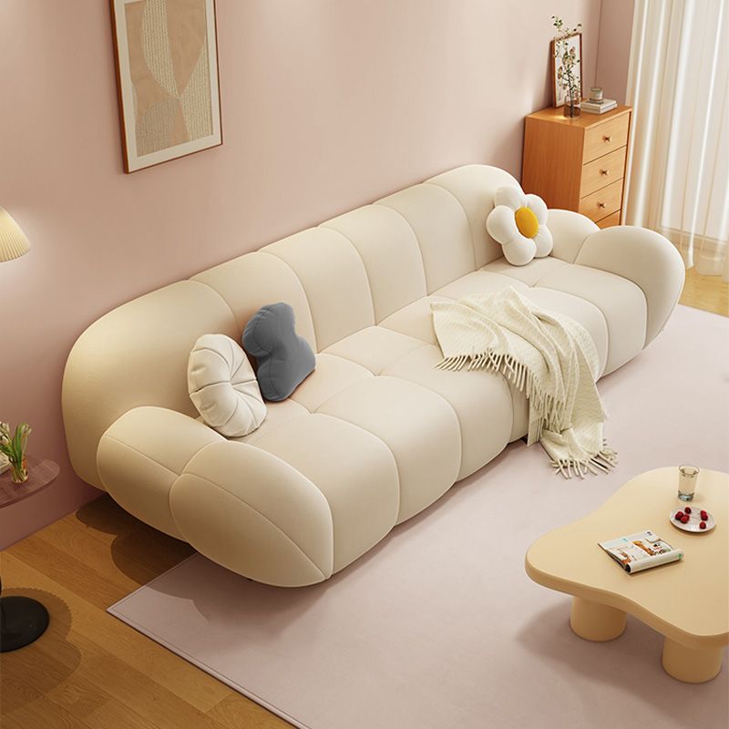 奶油风极简布艺沙发客厅大小户型现代简约绒布三人位直排帆船沙发