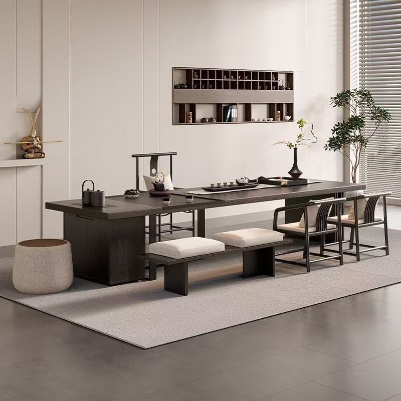 实木轻奢岛台简约茶桌办公室桌椅组合家用客厅一体新款泡茶高级