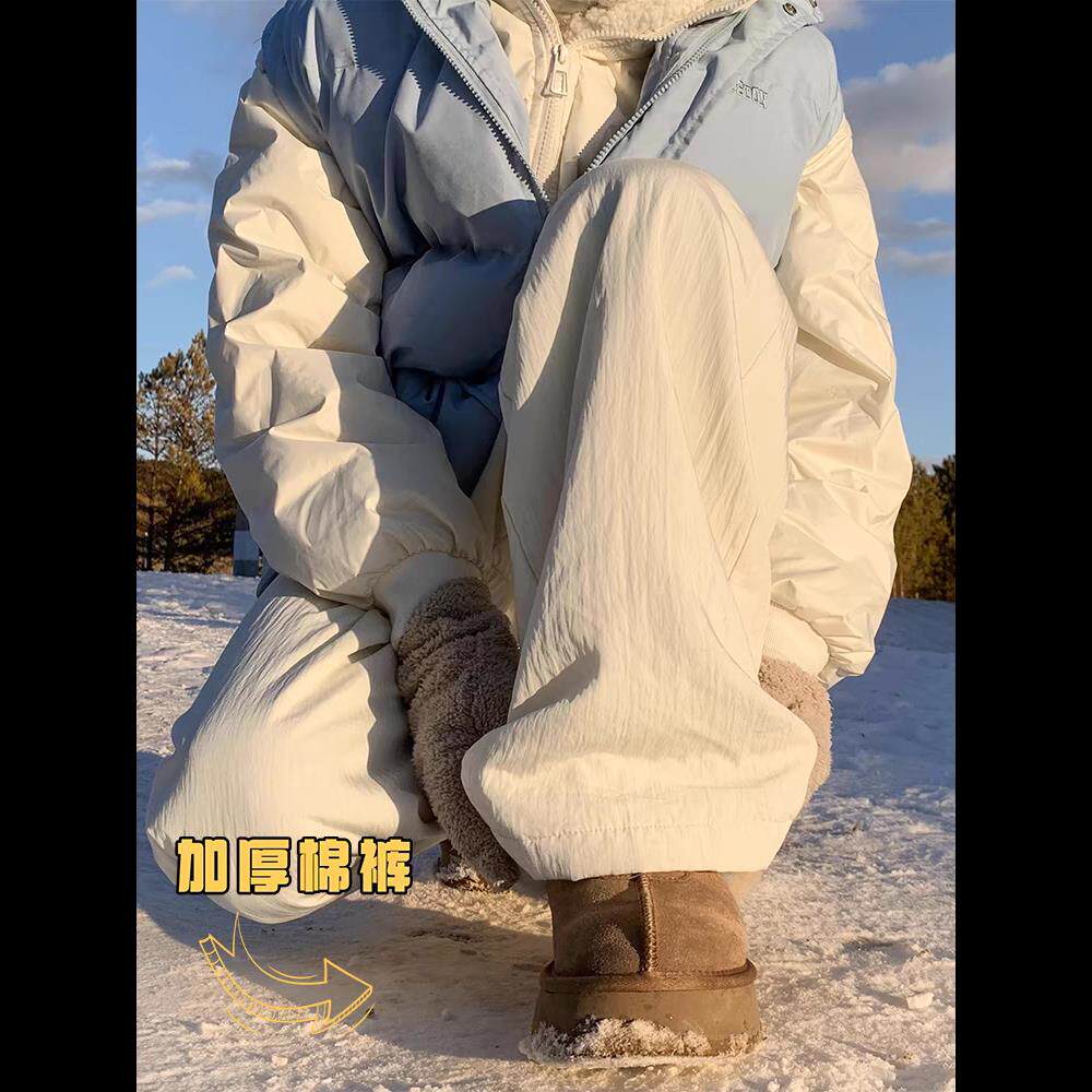 美式重磅防寒防风学生棉裤男女2026秋冬保暖加绒加厚休闲宽松长裤