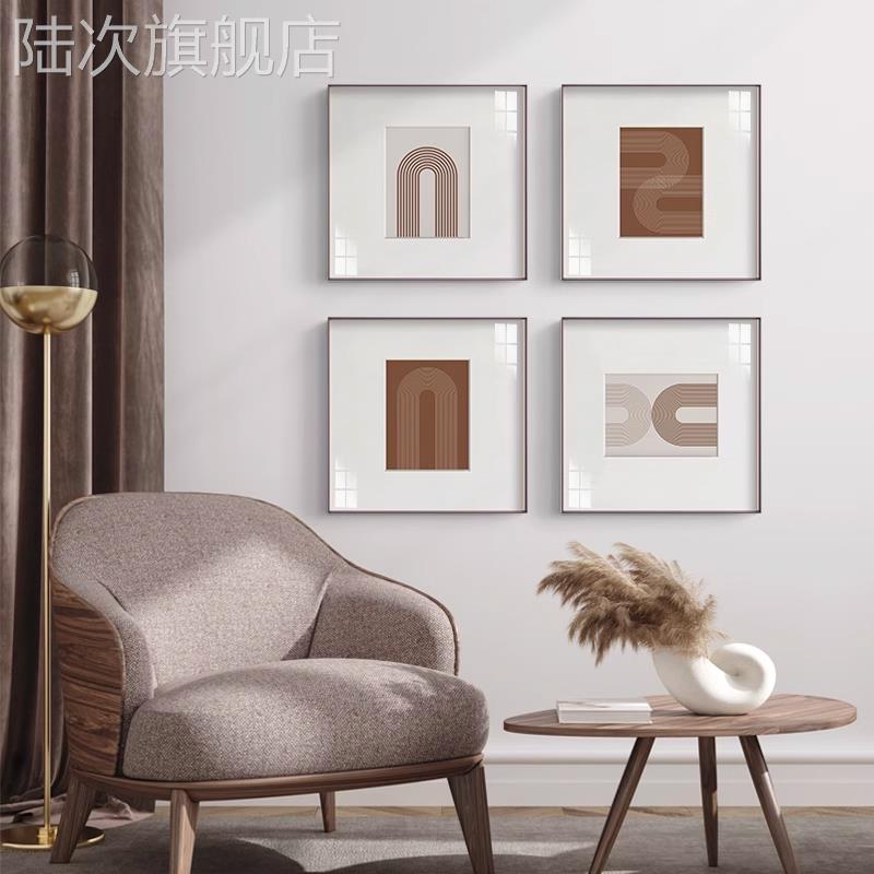 抽象线条客厅装饰画极简高级感小众艺术北欧餐厅卧室床头挂画方形图片