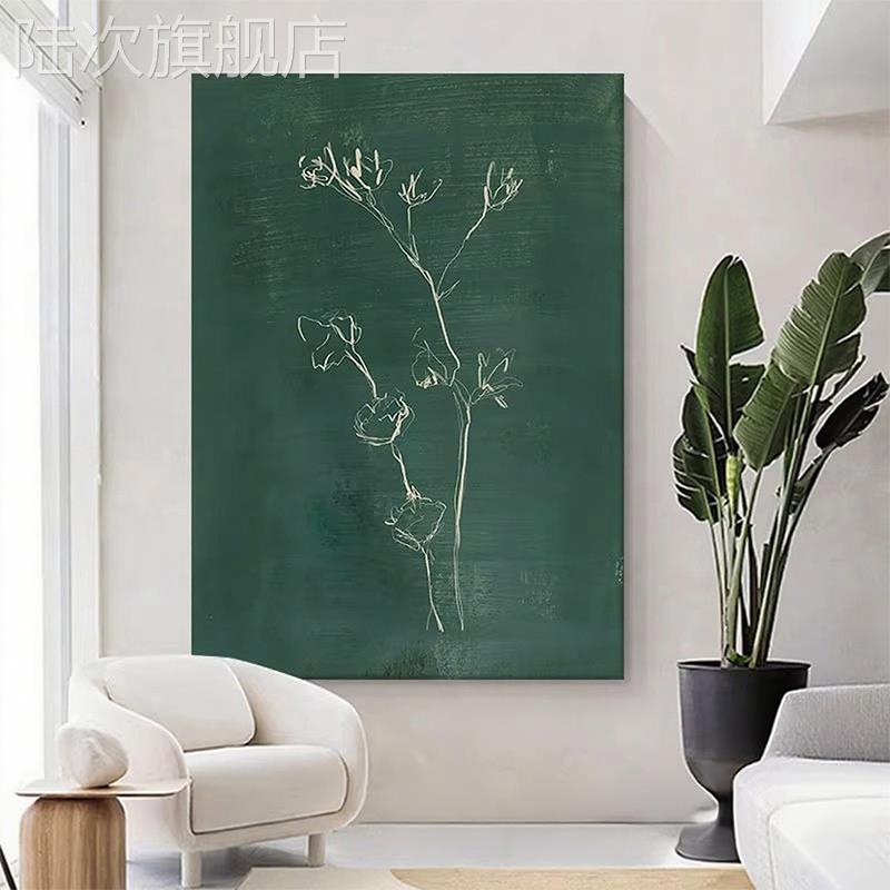 现代简约风装饰画抽象线条花卉玄关挂画小众艺术客厅背景墙装饰画图片